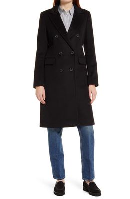 Lauren Ralph Lauren Double Breasted Wool Blend Coat in Black