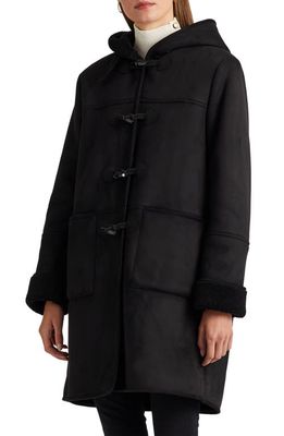 Lauren Ralph Lauren Faux Shearling Hooded Coat in Black