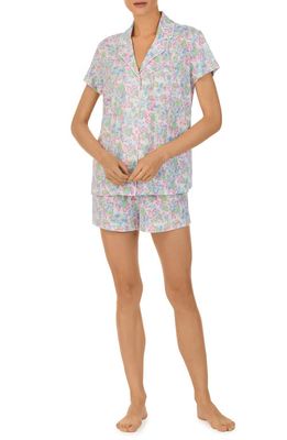 Lauren Ralph Lauren Floral Cotton Blend Short Pajamas in Pink/blue Floral Multi