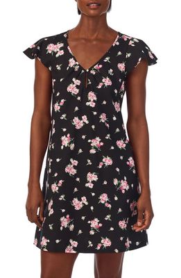 Lauren Ralph Lauren Floral Print Cotton Blend Nightgown in Black Floral