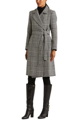 Lauren Ralph Lauren Glen Plaid Belted Wool Blend Coat in Enlarged Glen Check
