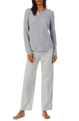 Lauren Ralph Lauren Henley Pajamas in Grey Plaid
