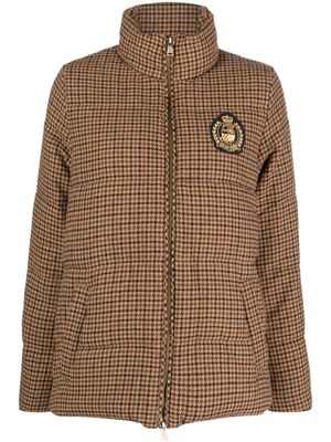 Lauren Ralph Lauren houndstooth-pattern puffer jacket - Brown
