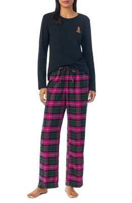 Lauren Ralph Lauren Knit Cotton Blend Pajamas in Pink Plaid