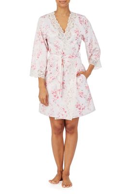 Lauren Ralph Lauren Lace Trim Floral Robe in Pink Prt