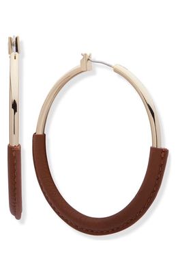 Lauren Ralph Lauren Leather Wrap Hoop Earrings in Brown