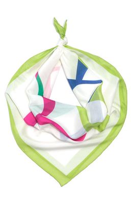 Lauren Ralph Lauren Lilly Tropical Logo Square Silk Scarf in Electric Lime