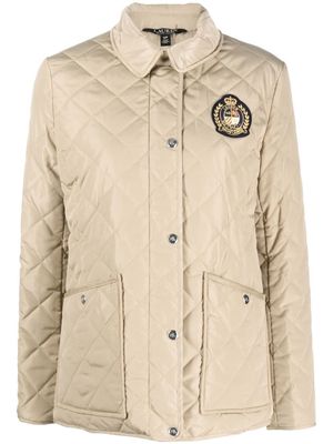 Lauren Ralph Lauren logo crest-embellished quilted jacket - Neutrals
