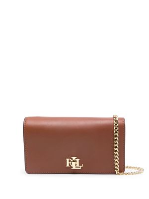 Lauren Ralph Lauren logo-lettering leather crossbody bag - Brown