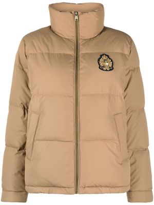 Lauren Ralph Lauren logo-patch down puffer jacket - Brown
