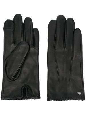 Lauren Ralph Lauren logo-plaque leather gloves - Black