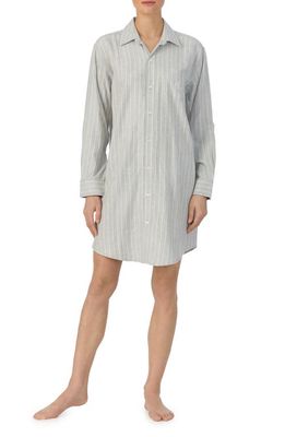 Lauren Ralph Lauren Long Sleeve Cotton Blend Nightshirt in Grey Heather