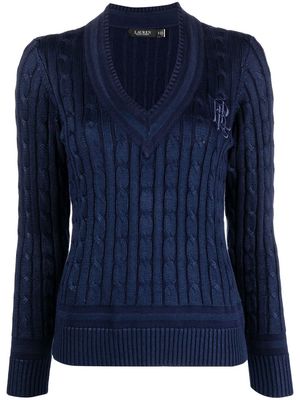 Lauren Ralph Lauren Meren logo-embroidered cable-knit jumper - Blue