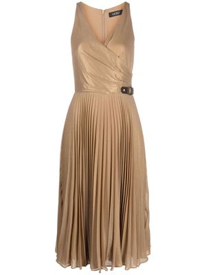 Lauren Ralph Lauren metallic pleated midi dress - Gold