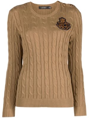 Lauren Ralph Lauren Montiva logo-patch cable-knit jumper - Neutrals