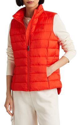 Lauren Ralph Lauren Packable Quilted Puffer Vest in Vivid Tangerine