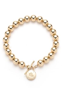 Lauren Ralph Lauren Padlock Beaded Toggle Bracelet in Gold
