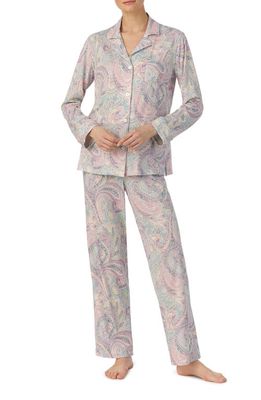 Lauren Ralph Lauren Paisley Long Sleeve Cotton Blend Pajamas in Multi Paisley