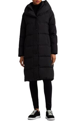 Lauren Ralph Lauren Pillow Hood Longline Down & Feather Jacket in Black