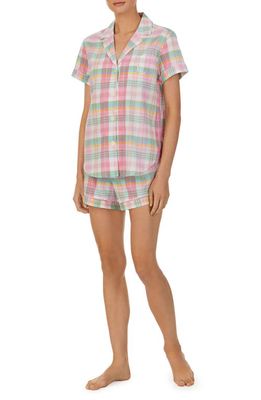 Lauren Ralph Lauren Plaid Cotton Blend Short Pajamas in Pink Pld