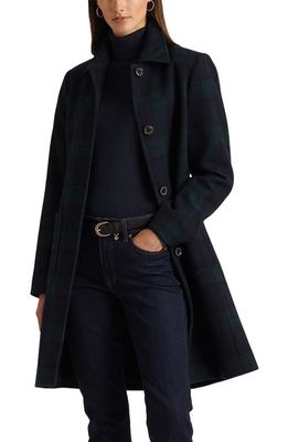 Lauren Ralph Lauren Plaid Wool Blend Coat in Black Watch