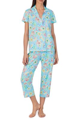 Lauren Ralph Lauren Print Crop Pajamas in Aqua Fl