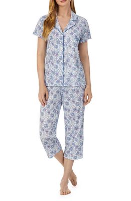 Lauren Ralph Lauren Print Short Sleeve Knit Pajama Set in White Floral