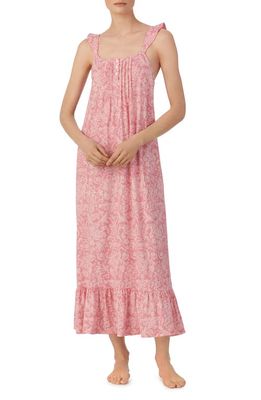 Lauren Ralph Lauren Ruffle Trim Nightgown in Pink Paisley