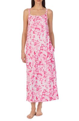 Lauren Ralph Lauren Smocked Neck Nightgown in Pink Pais