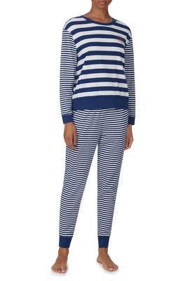 Lauren Ralph Lauren Stripe Cotton Blend Lounge Pajamas in Navy Stp