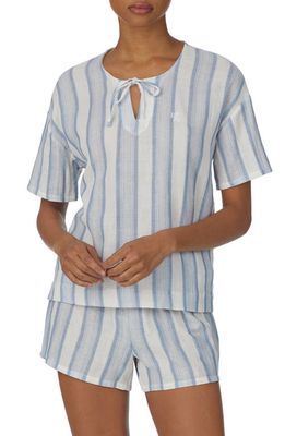 Lauren Ralph Lauren Stripe Cotton Short Pajamas in Blue Stp