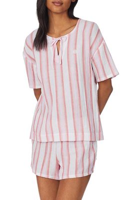 Lauren Ralph Lauren Stripe Cotton Short Pajamas in Coral Stripe