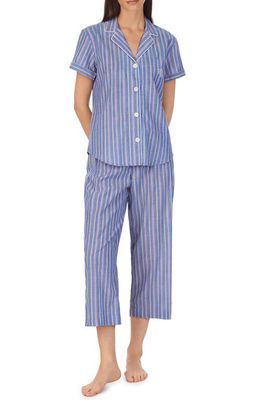 Lauren Ralph Lauren Stripe Crop Pajamas in Blue Stp