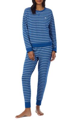 Lauren Ralph Lauren Stripe Knit Pajamas in Dkbl/Prt