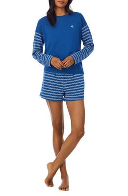 Lauren Ralph Lauren Stripe Long Sleeve Shorts Pajamas in Dkbl/Prt