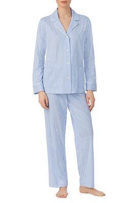 Lauren Ralph Lauren Stripe Organic Cotton Pajamas in Blue Stripe
