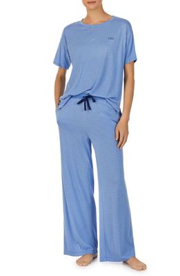 Lauren Ralph Lauren Stripe Short Sleeve Pajamas in Blue Stp