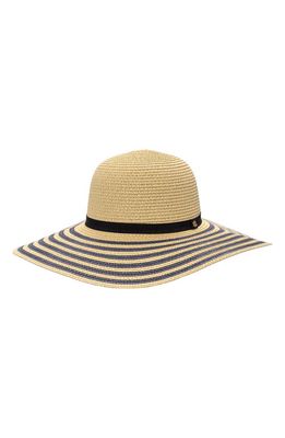 Lauren Ralph Lauren Stripe Wide Brim Packable Hat in Natural/Navy