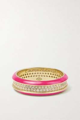 Lauren Rubinski - 14-karat Gold, Enamel And Diamond Ring - Pink