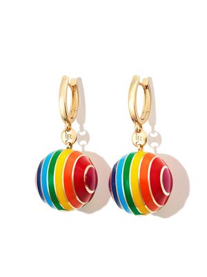 Lauren Rubinski 14kt yellow gold enamel drop earrings - Multicolour