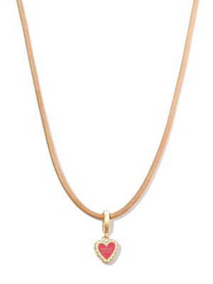 Lauren Rubinski 14kt yellow gold Messy Love charm necklace