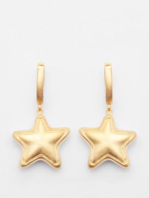 Lauren Rubinski - Star Brushed 14kt Gold Drop Earrings - Womens - Yellow Gold