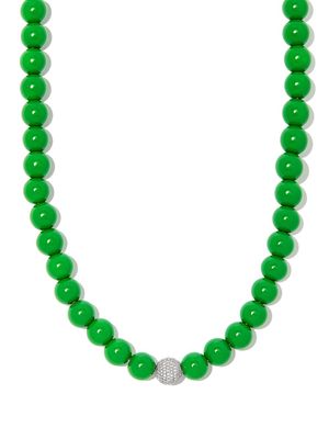 Lauren Rubinski sterling silver diamond beaded necklace - GREEN SILVER
