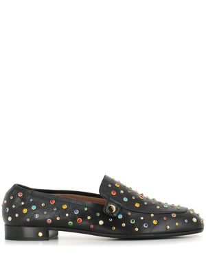 Laurence Dacade crystal-embellished leather loafers - Black