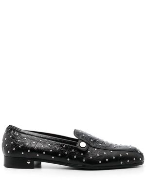 Laurence Dacade stud-embellished creased leather loafers - Black