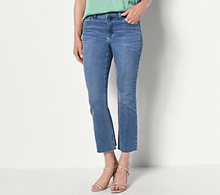 Laurie Felt Petite Classic Denim Crop Bootcut Jeans w/Raw Hem