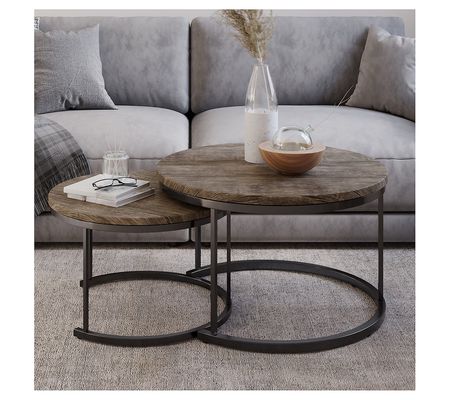 Lavish Home 2-Piece Nesting Round Coffee Table Set