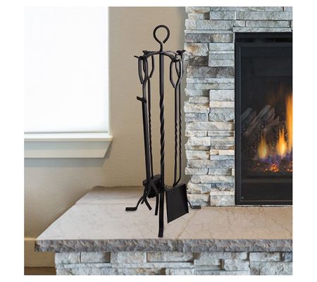 Lavish Home 5-Piece Fireplace Tool Set Holds Wr ought Iron