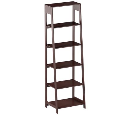 Lavish Home 5-Tier Ladder Bookcase Freestanding Wood Bookshelf