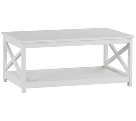 Lavish Home Coffee Table 2-Tiered Low Profile X -Leg Design